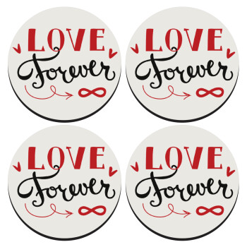 Love forever ∞, SET of 4 round wooden coasters (9cm)