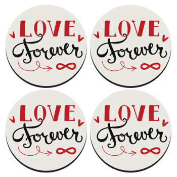 Love forever ∞, ΣΕΤ 4 Σουβέρ ξύλινα στρογγυλά (9cm)