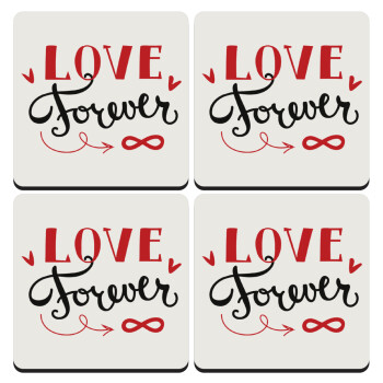 Love forever ∞, ΣΕΤ 4 Σουβέρ ξύλινα τετράγωνα (9cm)