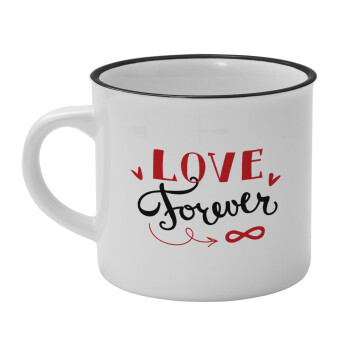 Love forever ∞, Κούπα κεραμική vintage Λευκή/Μαύρη 230ml
