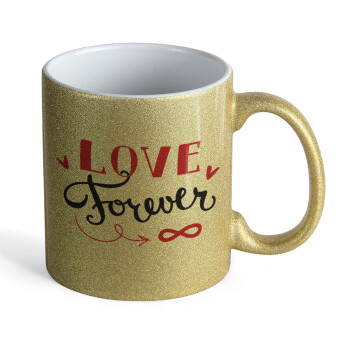 Love forever ∞, Κούπα Χρυσή Glitter που γυαλίζει, κεραμική, 330ml