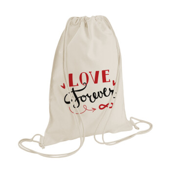 Love forever ∞, Τσάντα πλάτης πουγκί GYMBAG natural (28x40cm)