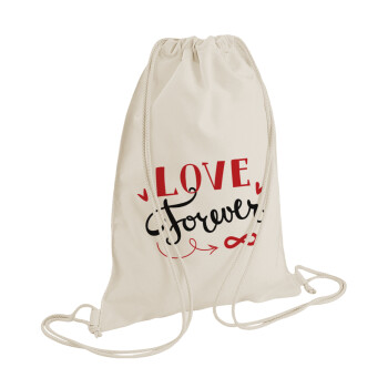 Love forever ∞, Backpack bag GYMBAG natural (28x40cm)