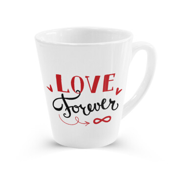 Love forever ∞, Κούπα κωνική Latte Λευκή, κεραμική, 300ml