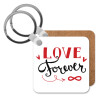 Love forever ∞, Μπρελόκ Ξύλινο τετράγωνο MDF 5cm (3mm πάχος)