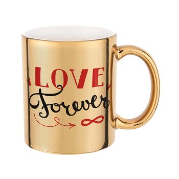 Love forever ∞, Κούπα κεραμική, χρυσή καθρέπτης, 330ml