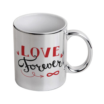 Love forever ∞, Mug ceramic, silver mirror, 330ml