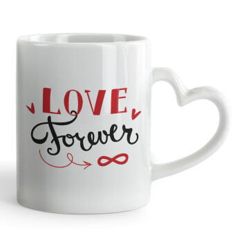 Love forever ∞, Mug heart handle, ceramic, 330ml