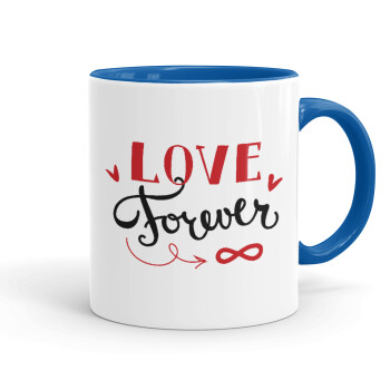 Love forever ∞, Κούπα χρωματιστή μπλε, κεραμική, 330ml