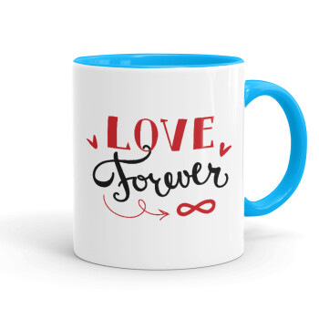 Love forever ∞, Κούπα χρωματιστή γαλάζια, κεραμική, 330ml