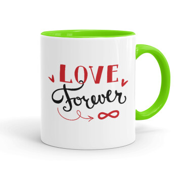 Love forever ∞, Mug colored light green, ceramic, 330ml