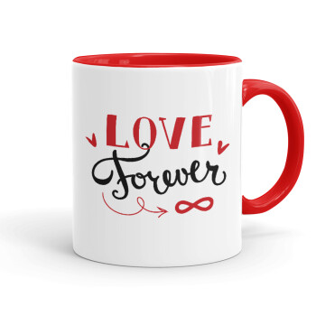 Love forever ∞, Κούπα χρωματιστή κόκκινη, κεραμική, 330ml
