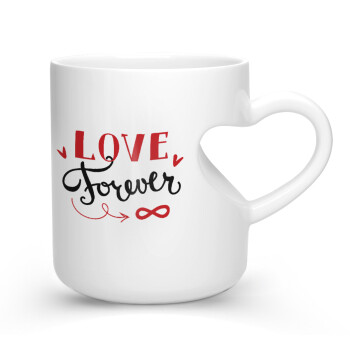 Love forever ∞, Κούπα καρδιά λευκή, κεραμική, 330ml