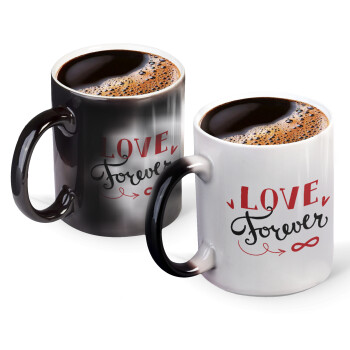 Love forever ∞, Color changing magic Mug, ceramic, 330ml when adding hot liquid inside, the black colour desappears (1 pcs)