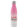 Μεταλλικό παγούρι θερμός Ροζ/Λευκό (Stainless steel), διπλού τοιχώματος, 500ml