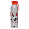 Aluminum Sports Bottle 650ml – Silver with Red Cap and Silicone Strap