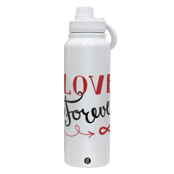 Love forever ∞, 1L Stainless Steel Thermal Bottle with Phone Holder & Double Wall Insulation