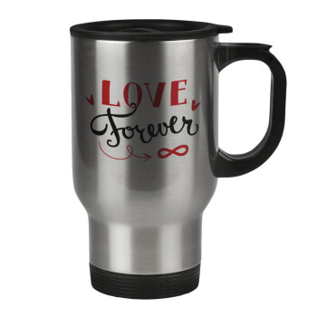 Love forever ∞, Stainless steel travel mug with lid, double wall 450ml