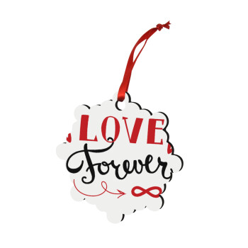 Love forever ∞, Χριστουγεννιάτικο στολίδι snowflake ξύλινο 7.5cm