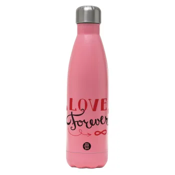 Love forever ∞, Metal mug thermos Pink Mat (Stainless steel), double wall, 500ml
