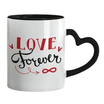 Love forever ∞, Mug heart black handle, ceramic, 330ml