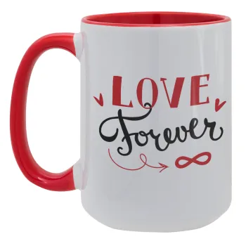 Love forever ∞, Κούπα Mega 15oz, κεραμική Κόκκινη, 450ml