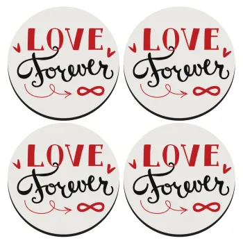 Love forever ∞, ΣΕΤ 4 Σουβέρ ξύλινα στρογγυλά (9cm)
