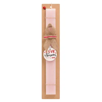 Love forever ∞, Easter Set, wooden keychain & scented flat Easter candle (30cm) (PINK)