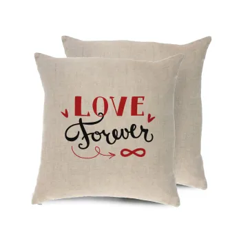 Love forever ∞, Μαξιλάρι καναπέ ΛΙΝΟ 40x40cm περιέχεται το  γέμισμα