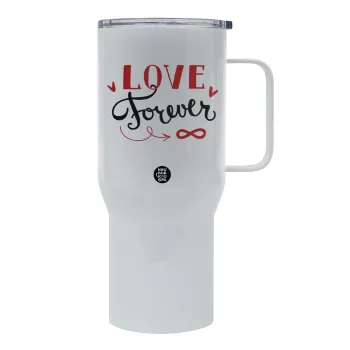 Love forever ∞, Mega Stainless steel Tumbler with lid, double wall 750L
