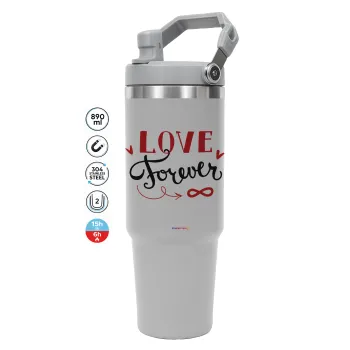 Love forever ∞, GREY color, 890ml (30oz) stainless Steel Tumbler with Handle