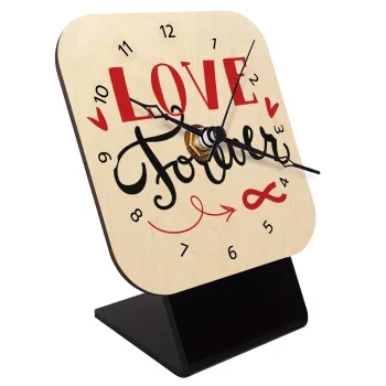 Love forever ∞, Επιτραπέζιο ρολόι σε φυσικό ξύλο (10cm)