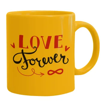 Love forever ∞, Κούπα, κεραμική κίτρινη, 330ml