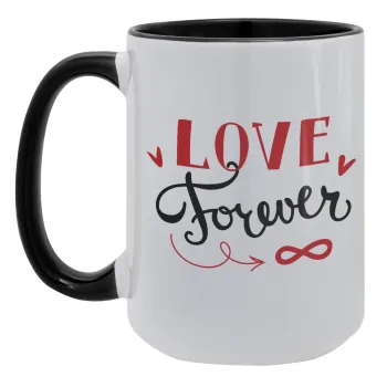 Love forever ∞, Κούπα Mega 15oz, κεραμική Μαύρη, 450ml