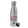 Metallic water bottle, stainless steel, 750ml