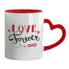 Mug heart red handle, ceramic, 330ml