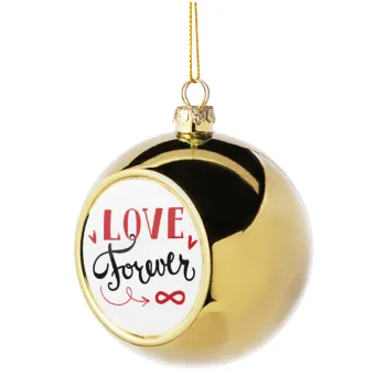 Love forever ∞, Golden Christmas tree ball ornament 8cm