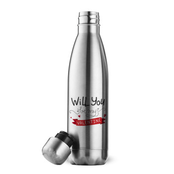 Will you be my Valentine???, Inox (Stainless steel) double-walled metal mug, 500ml