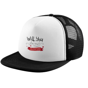 Will you be my Valentine???, Καπέλο Soft Trucker με Δίχτυ Black/White 