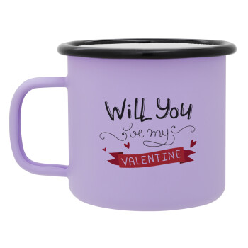 Will you be my Valentine???, Κούπα Μεταλλική εμαγιέ ΜΑΤ Light Pastel Purple 360ml