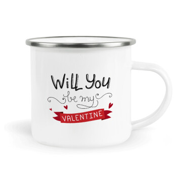 Will you be my Valentine???, Κούπα Μεταλλική εμαγιέ λευκη 360ml