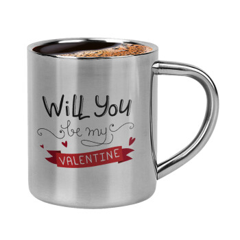 Will you be my Valentine???, Κουπάκι μεταλλικό διπλού τοιχώματος για espresso (220ml)