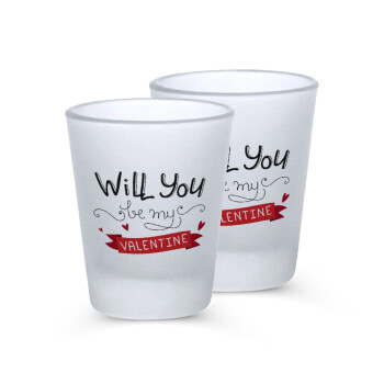 Will you be my Valentine???, Σφηνοπότηρα γυάλινα 45ml του πάγου (2 τεμάχια)