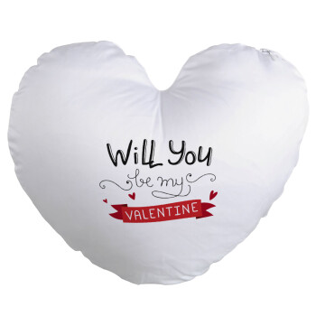 Will you be my Valentine???, Μαξιλάρι καναπέ καρδιά 40x40cm περιέχεται το  γέμισμα