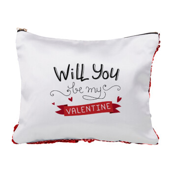 Will you be my Valentine???, Τσαντάκι νεσεσέρ με πούλιες (Sequin) Κόκκινο