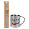 Easter Set, metallic thermal cup (300ml) & Easter aromatic flat candle (30cm) (GRAY)