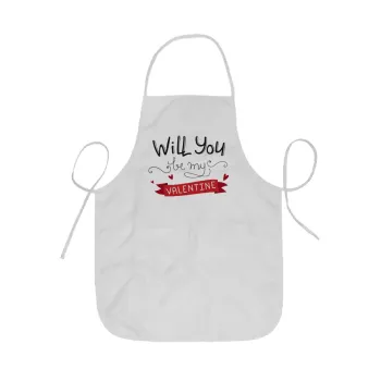 Will you be my Valentine???, Ποδιά Σεφ ολόσωμη κοντή  Παιδική (44x62cm)