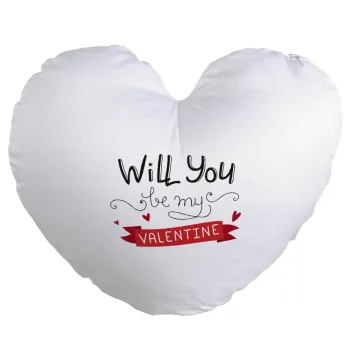 Will you be my Valentine???, Μαξιλάρι καναπέ καρδιά 40x40cm περιέχεται το  γέμισμα