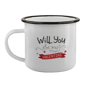 Will you be my Valentine???, Κούπα εμαγιέ με μαύρο χείλος 360ml