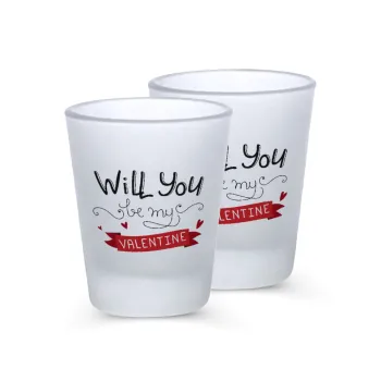 Will you be my Valentine???, Σφηνοπότηρα γυάλινα 45ml του πάγου (2 τεμάχια)